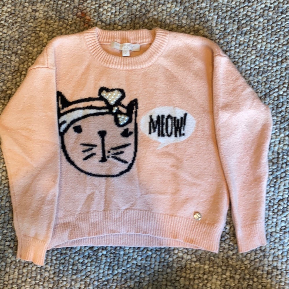 Pink kids sweater with cat